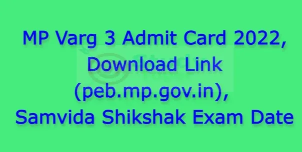 MP Varg 3 Admit Card 2022, Download Link (peb.mp.gov.in), Samvida Shikshak Exam Date