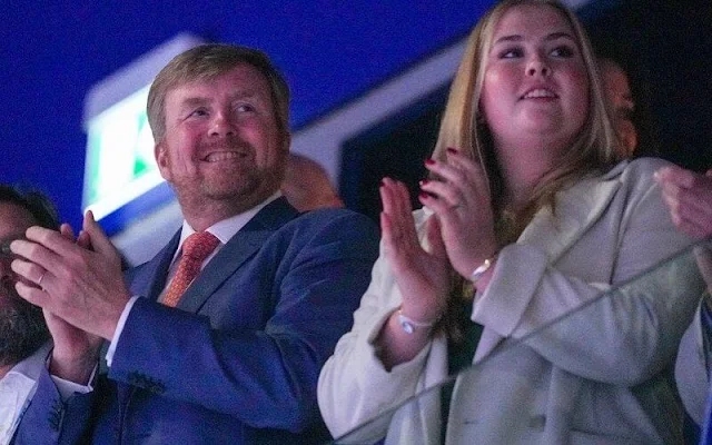 King Willem Alexander and Crown Princess Amalia attended the farewell ceremony of the ice skaters Ireen Wust and Sven Kramer
