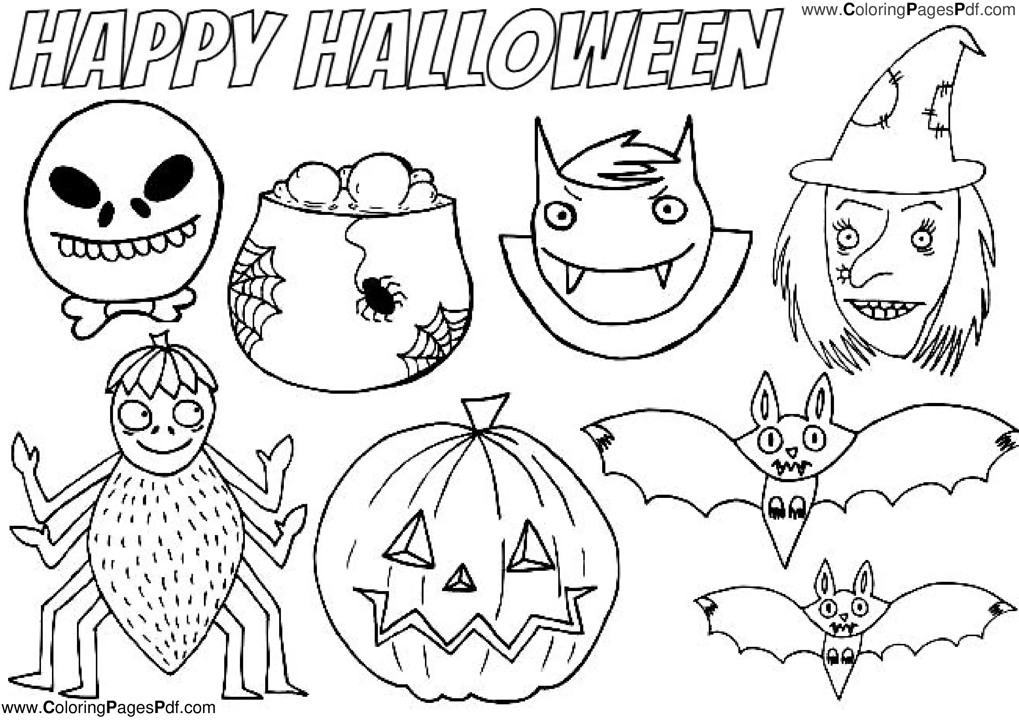 Halloween coloring pages PDF