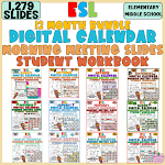 12 Month Digital Calendar Slides, Morning Slides & Workbook
