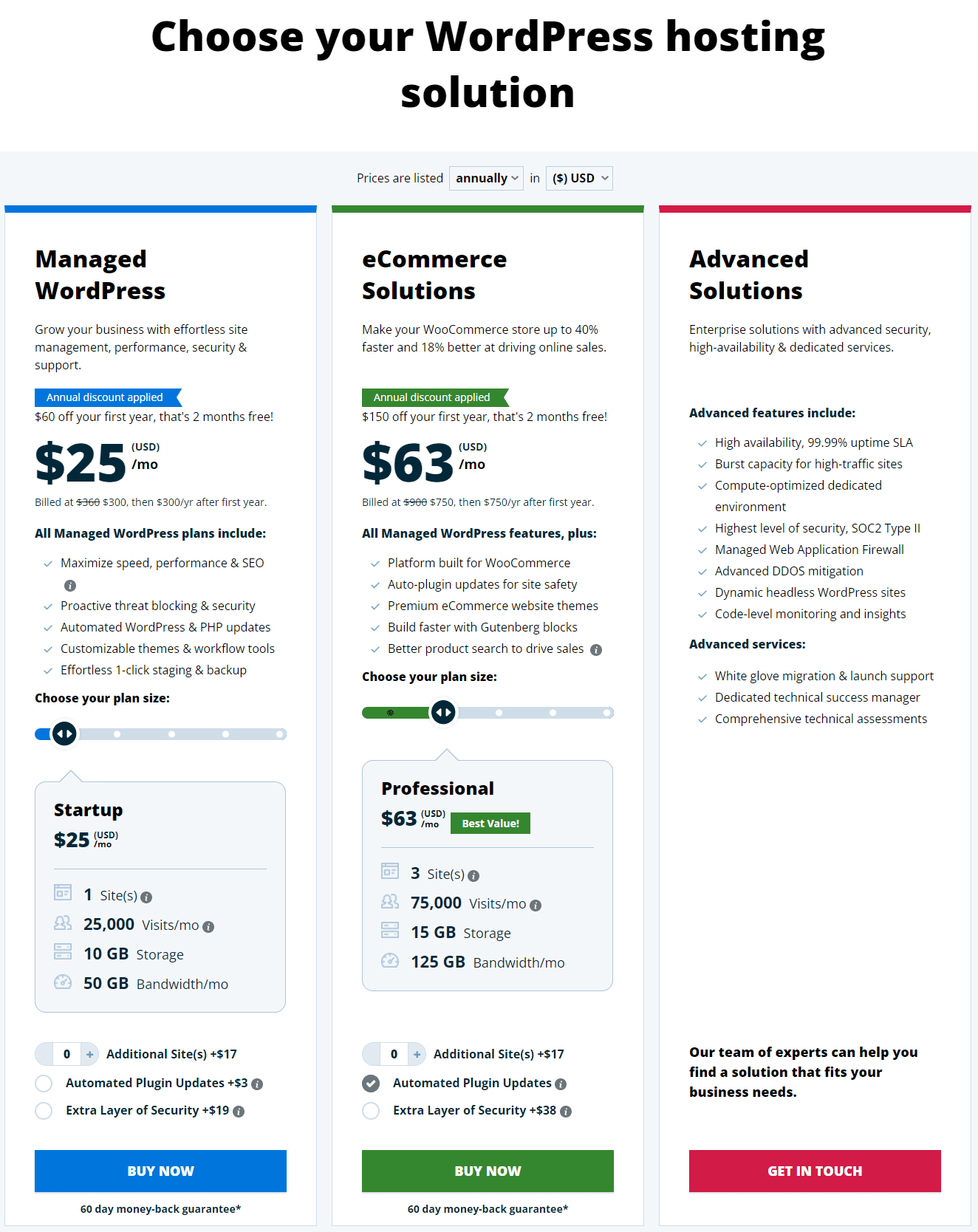 WP Engine's WordPress Plans