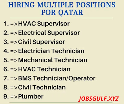 Hiring Multiple Positions for Qatar