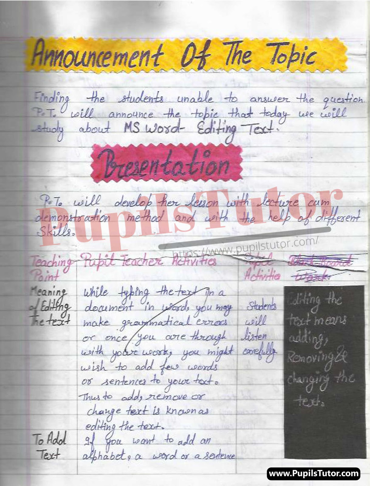Class/Grade 6 And 7 Computer Lesson Plan On Editing Document In Ms Word For CBSE NCERT KVS School And University College Teachers – (Page And Image Number 3) – www.pupilstutor.com