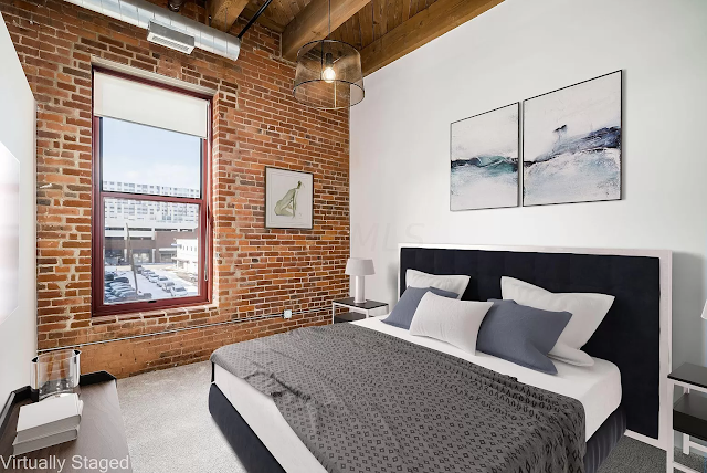 Bedroom in condo in historic building