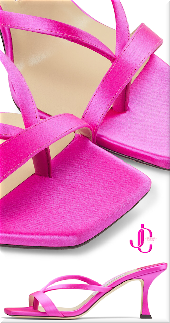 ♦Jimmy Choo Maelie fuchsia satin thong mules #jimmychoo #shoes #pink #brilliantluxury