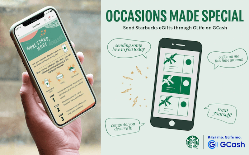 Starbucks intros eGifts through Gcash's GLife, Stars collection on LazMall, and new Mobile Order & Pay features