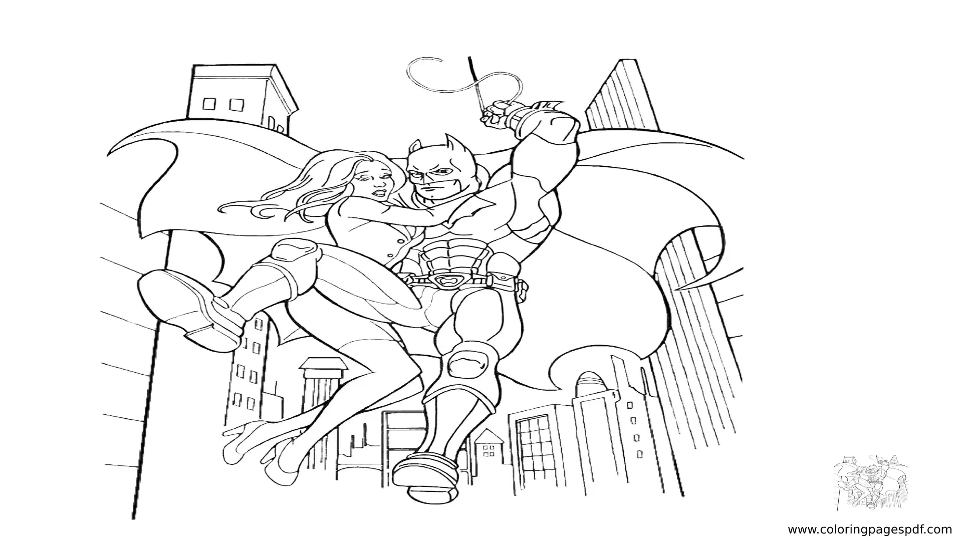 Coloring Pages Of Batman Saving A Woman