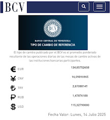 El bolívar sigue en su rodada: a 115,3279 subió el dólar BCV para el lunes 14.07.2025