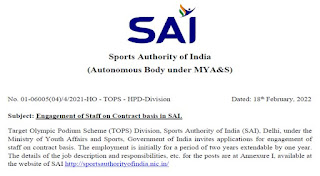 Sports Authority Of India Recruitment 2022 For Manager