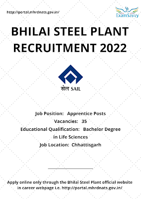 Bhilai Steel Plant has invited applications for Apprentice posts