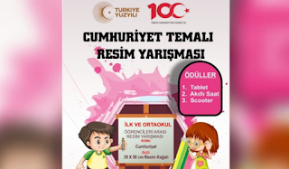 Bozkır'da Cumhuriyet Temalı Ödüllü Resim Yarışması düzenleniyor.