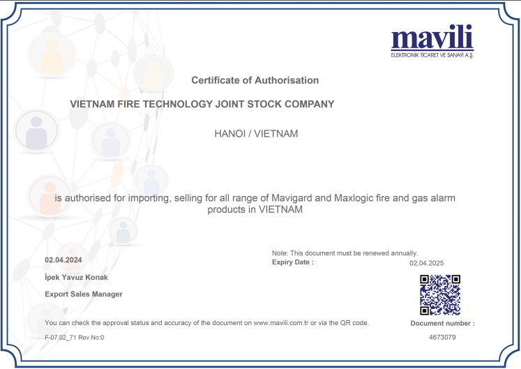 MAVILI AUTHORİZATİON DISTRIBUTOR IN VIETNAM - ĐẠI LÝ THIẾT BỊ BÁO CHÁY MAVILI TẠI VIỆT NAM