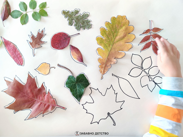 Забавен пъзел с есенни листа