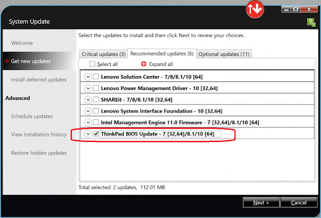 Imagem: Lenovo System Update driver para pc