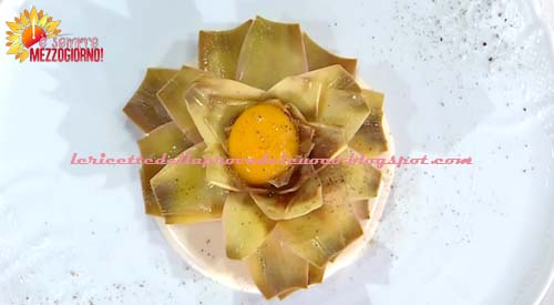 Carciofi fonduta e rosso d'uovo ricetta Andrea Ribaldone