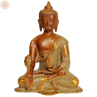 The Medicine Buddha Brass Statue- Bhaisayaguru Tibetan Buddhist Deity