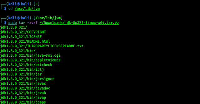 extracting java 8 on Kali Linux