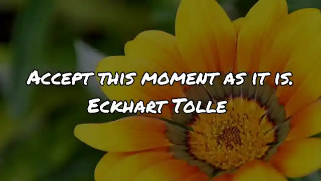 Accept this moment as it is. Eckhart Tolle