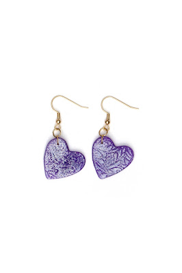 boucles oreilles pâte polymère collection couleurs unies uni violet paillette stenna bijoux