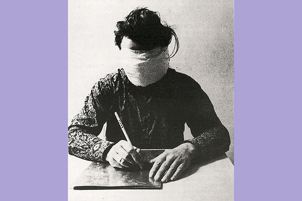 blindfolded writer