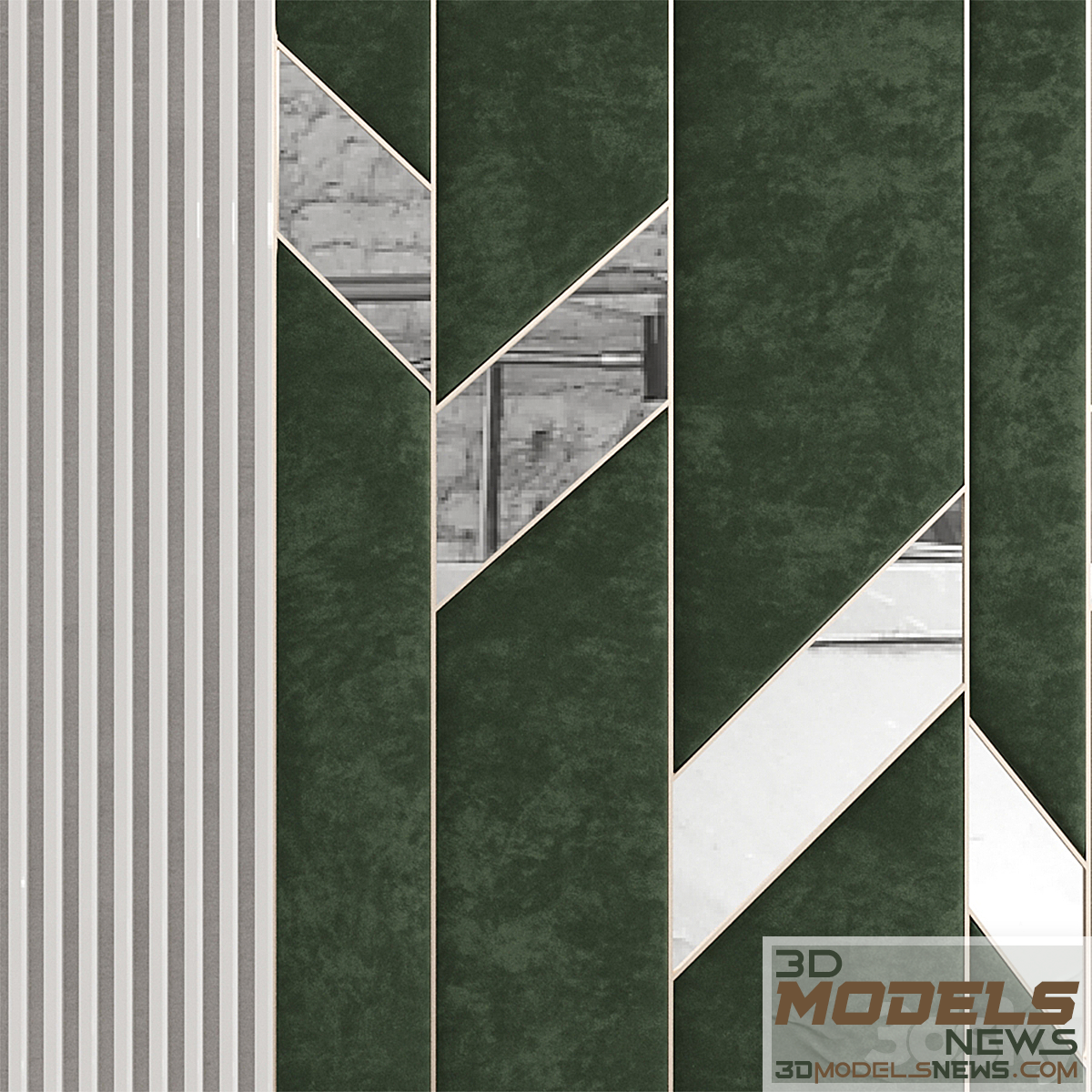 Headboard model in green panels and mirrors and MDF 2