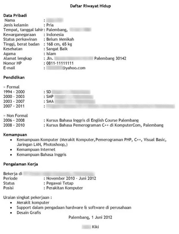 Contoh Desain CV yang Tidak Menarik