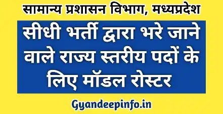 Model Roster for State Level Posts / Cadres to be filled by Direct Recruitment - सीधी भरती के द्वारा भरे जाने वाले राज्य स्तरीय पदों / संवर्गों के लिए मॉडल रोस्टर