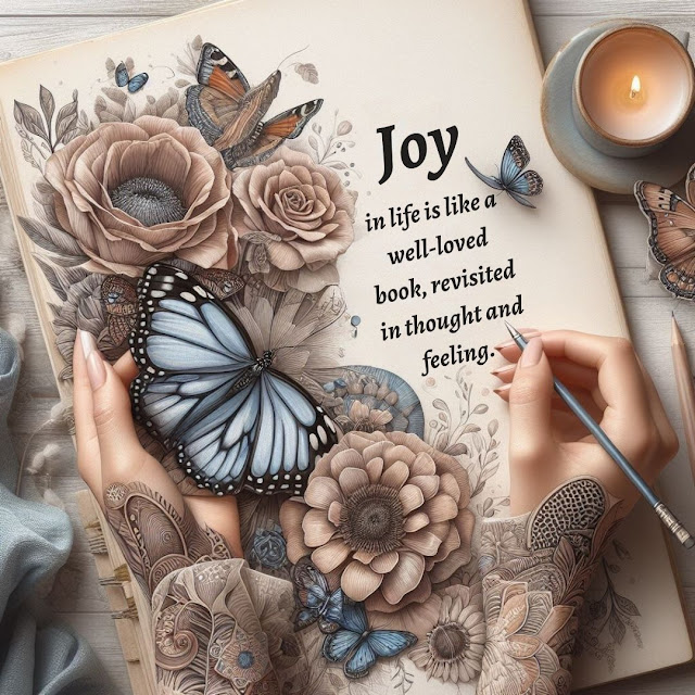 Joy in life is like a well-loved book, revisited in thought and feeling.