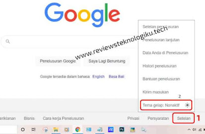 mengubah tema gelap google di laptop