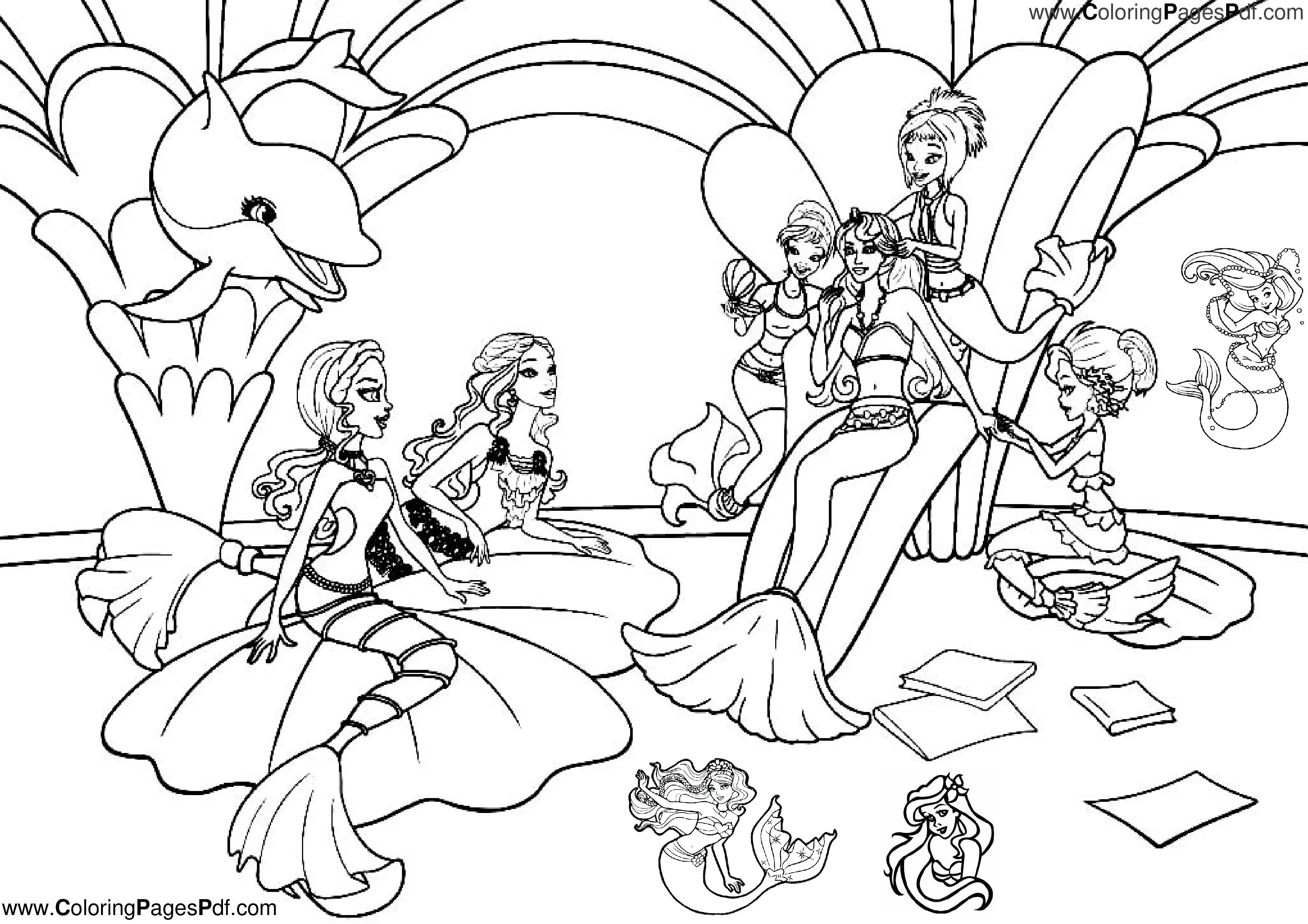 Barbie princess coloring pages