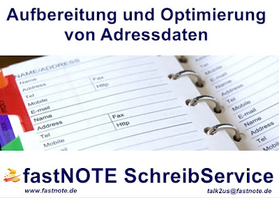 Aufbereitung und Optimierung von Adressdaten Schreibbüro