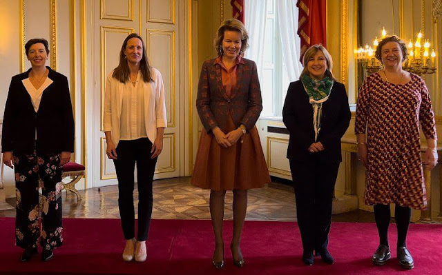Queen Mathilde attended a meeting at the Royal Palace
