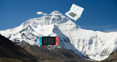 Nintendo Switch climbing up mountain for DS