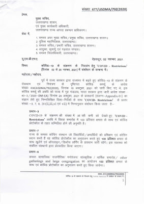 amendment  SOP related covid-19 , in uttarakhand