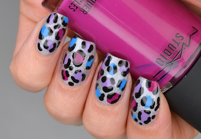 Purple and Blue Leopard Print Nail Art