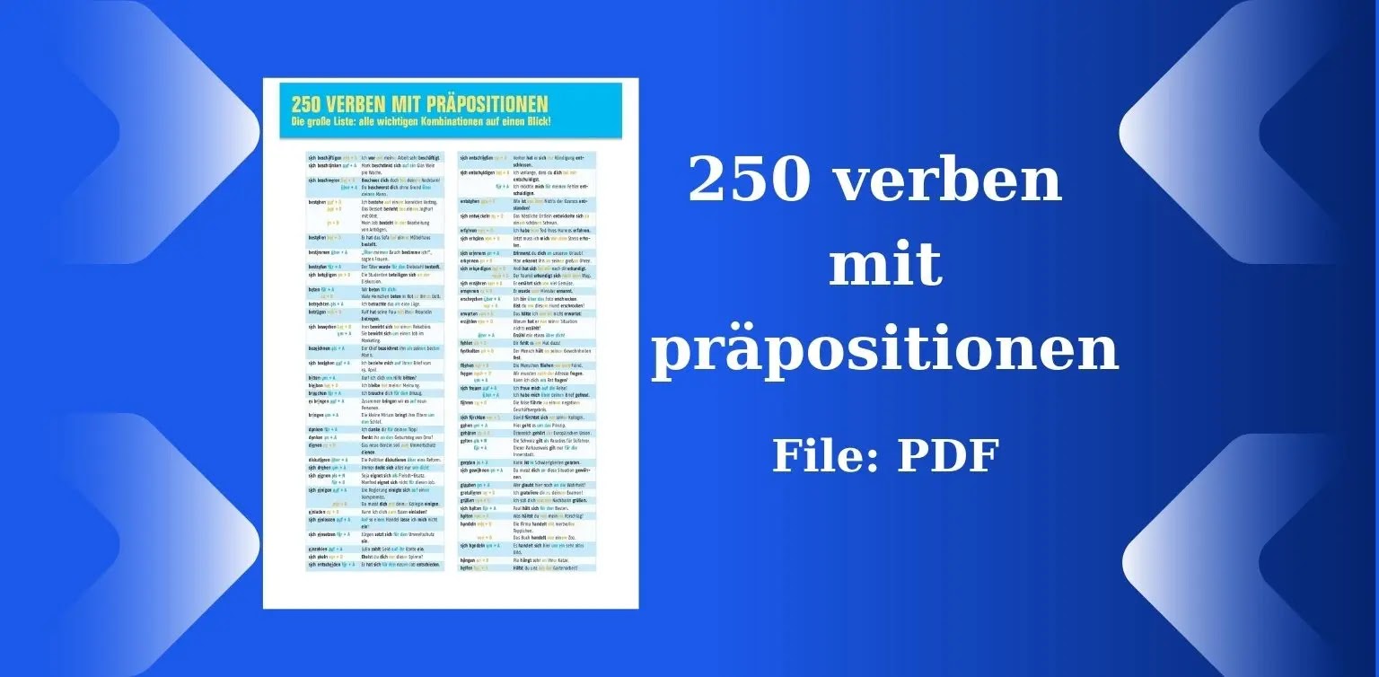 Free German Books: 250 verben mit präpositionen (PDF)