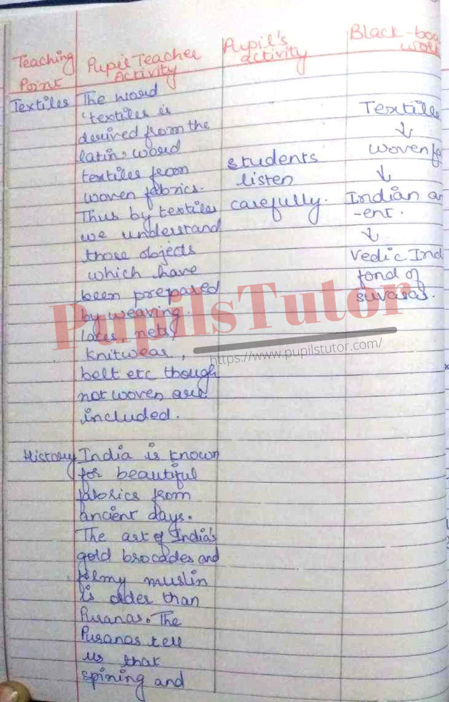 Home Science Lesson Plan On Textile Industry For Class/Grade 11 For CBSE NCERT School And College Teachers  – (Page And Image Number 3) – www.pupilstutor.com