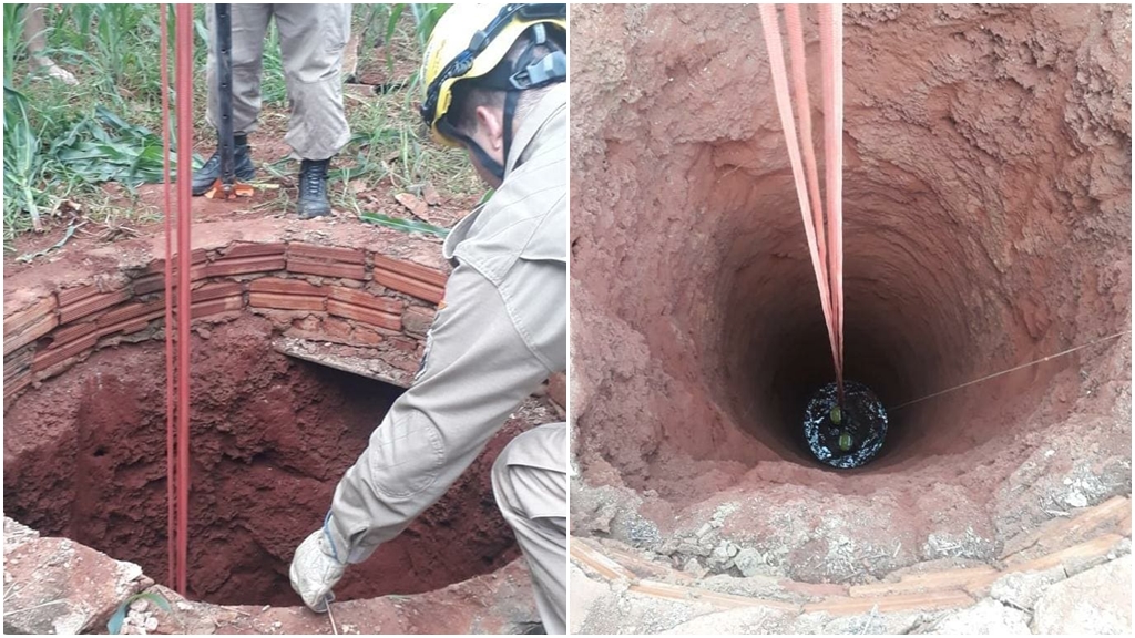 Mulher é resgatada após cair em cisterna de 12 metros no quintal de casa; veja vídeo