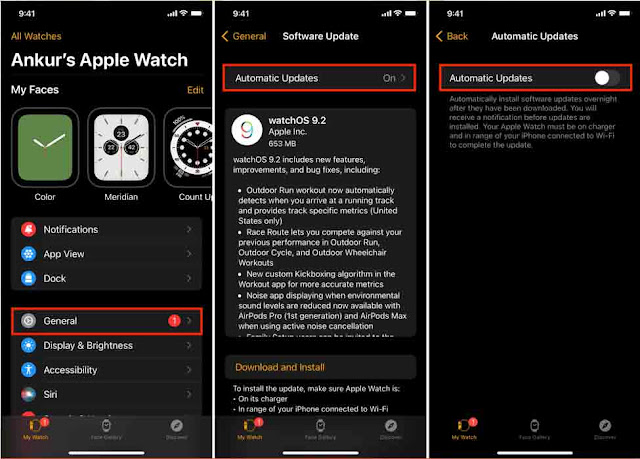 قم بإيقاف تشغيل التحديث التلقائي للبرنامج على Apple Watch من تطبيق iOS Watch