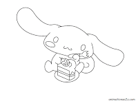 Cinnamoroll coloring page - Cinnamon eats cake