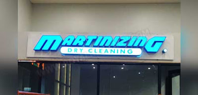 Rekondisi reklame letter timbul Martinizing Dry Cleaning, Jakarta.