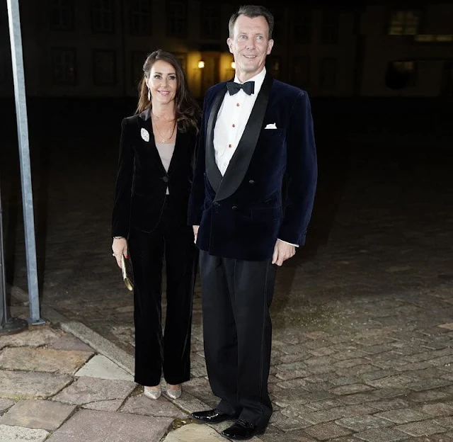 Crown Prince Frederik, Prince Joachim and Princess Marie. Crown Princess Mary wore a georgette jumpsuit by MaxMara Studio