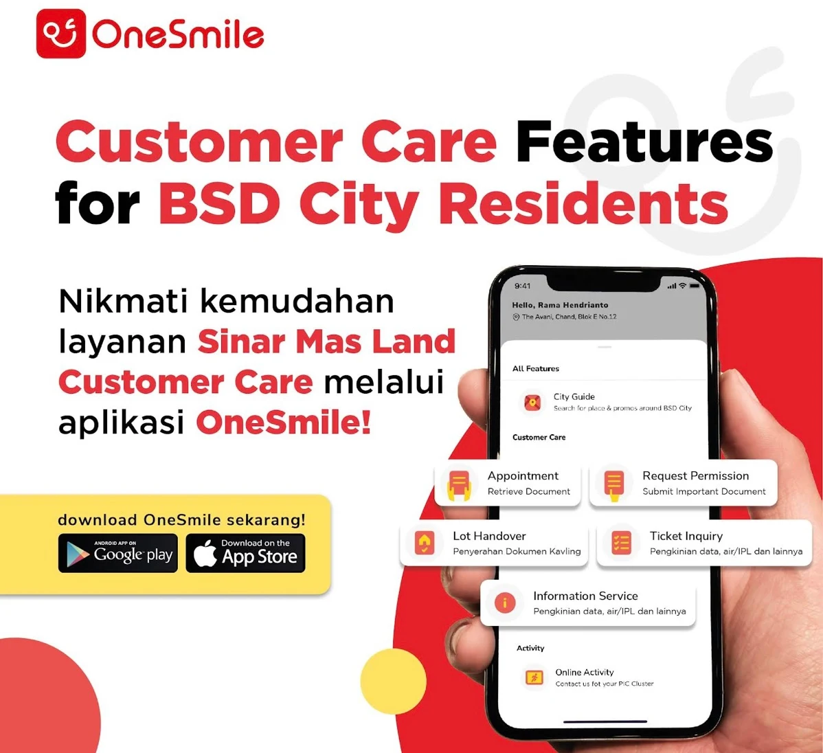 City App OneSmile, Aplikasi Customer Care Sinar Mas Land untuk Warga BSD City