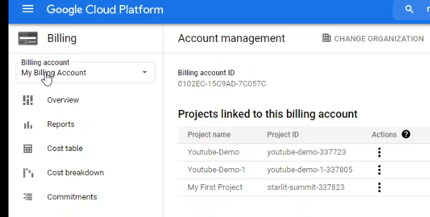Google cloud platform - linking project to billing account