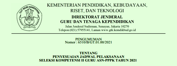 Jadwal Terbaru Pemilihan Formasi Dan Seleksi PPPK GURU Tahap 2 Tahun 2021