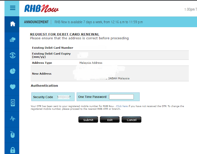 Debit rhb card renew Malaysia bank
