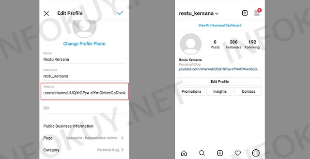 cara membuat link youtube di bio instagram