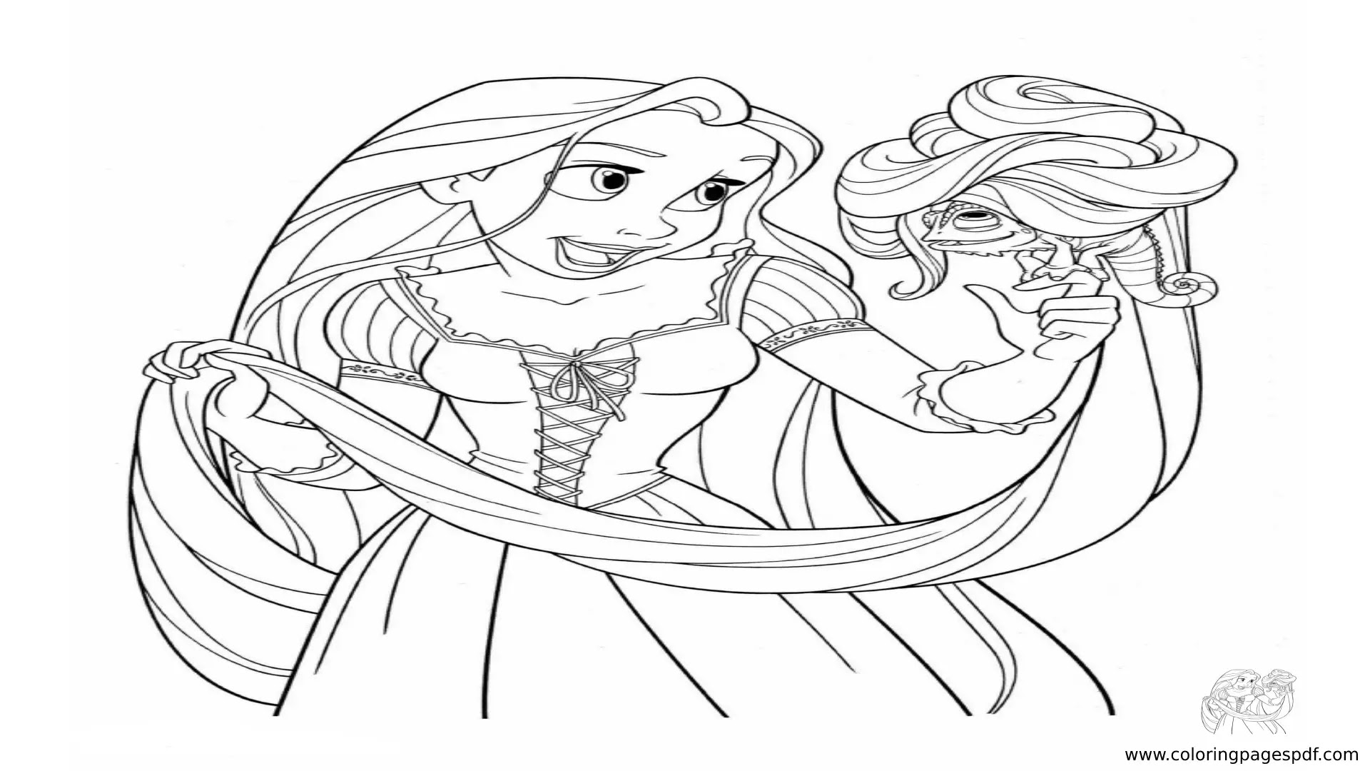 Coloring Pages Of Rapunzel Messing With Pascal