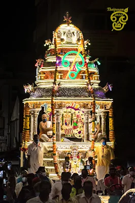 Silver chariot leaving KL for Batu Caves for Thaipusam 2022