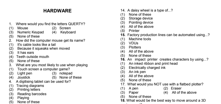 4000 Computer Awareness MCQ PDF Download